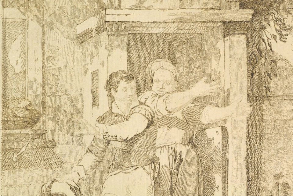 Detail of engraving proof of "The Cook's Tale, Chaucer's Canterbury Tales" by Francis Chesham, late 18th century (Metropolitan Museum of Art) Detail of engraving proof of "The Cook's Tale, Chaucer's Canterbury Tales" by Francis Chesham, late 18th century (Metropolitan Museum of Art)