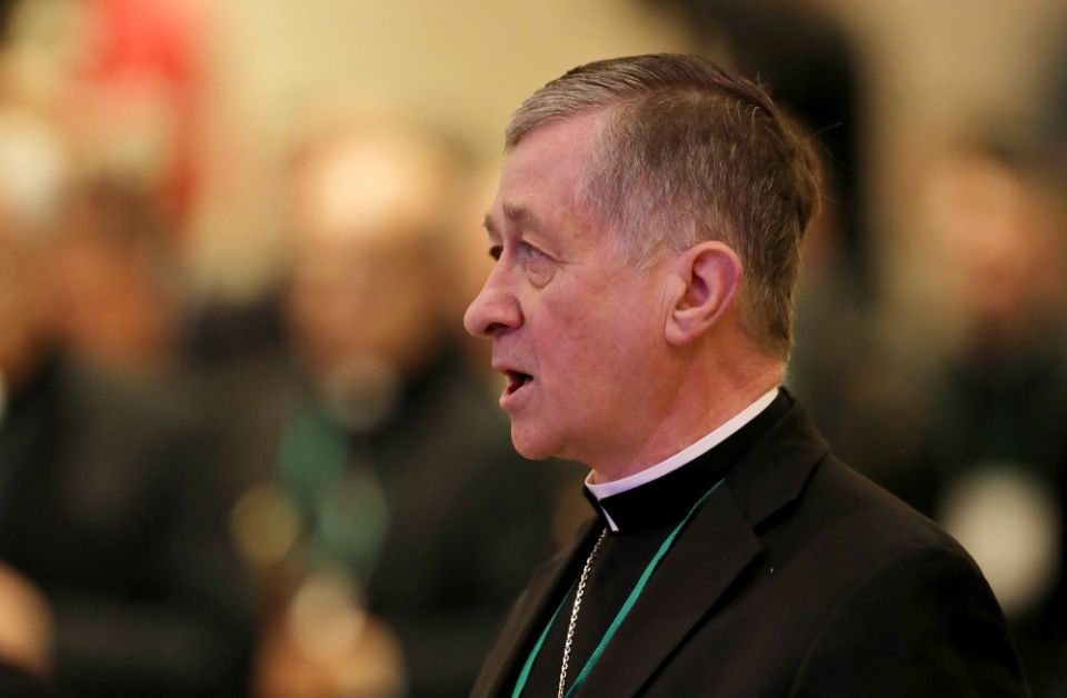 Chicago Cardinal Blase Cupich sings during morning prayer Nov. 12 during the fall general assembly of the U.S. Conference of Catholic Bishops in Baltimore. (CNS/Bob Roller)