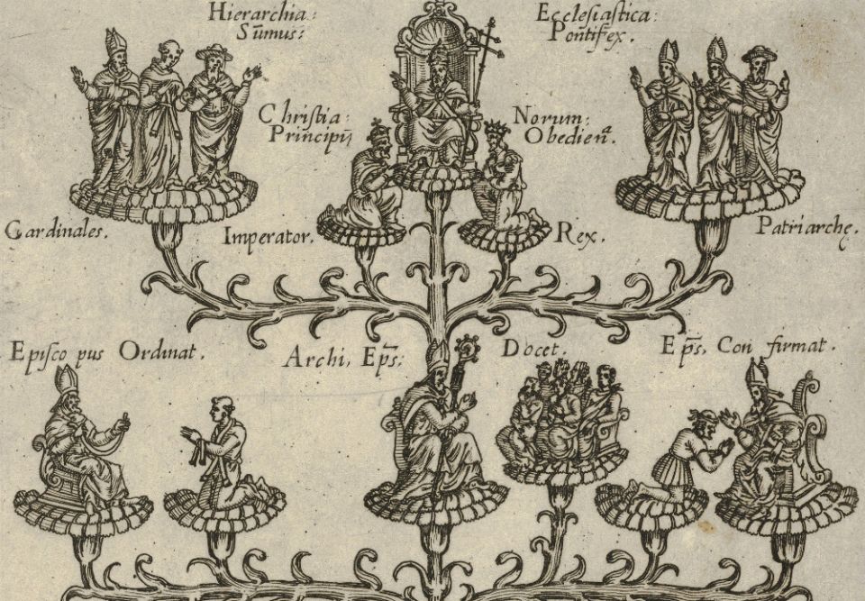 The hierarchy of the church in the form of a tree, a plate from a book, detail from the upper half, circa 1550-1650 (Metropolitan Museum of Art) The hierarchy of the church in the form of a tree, a plate from a book, detail from the upper half, circa 1550-1650 (Metropolitan Museum of Art)