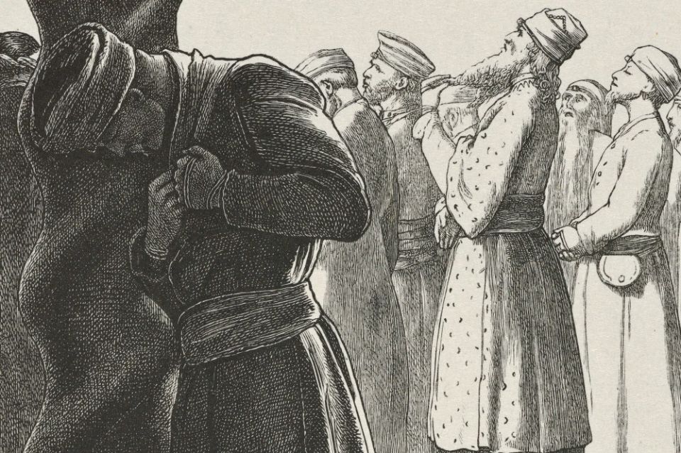 "The Pharisee and the Publican (The Parables of Our Lord and Saviour Jesus Christ)," 1864, detail of a wood engraving by Sir John Everett Millais (Metropolitan Museum of Art) "The Pharisee and the Publican (The Parables of Our Lord and Saviour Jesus Christ)," 1864, detail of a wood engraving by Sir John Everett Millais (Metropolitan Museum of Art)
