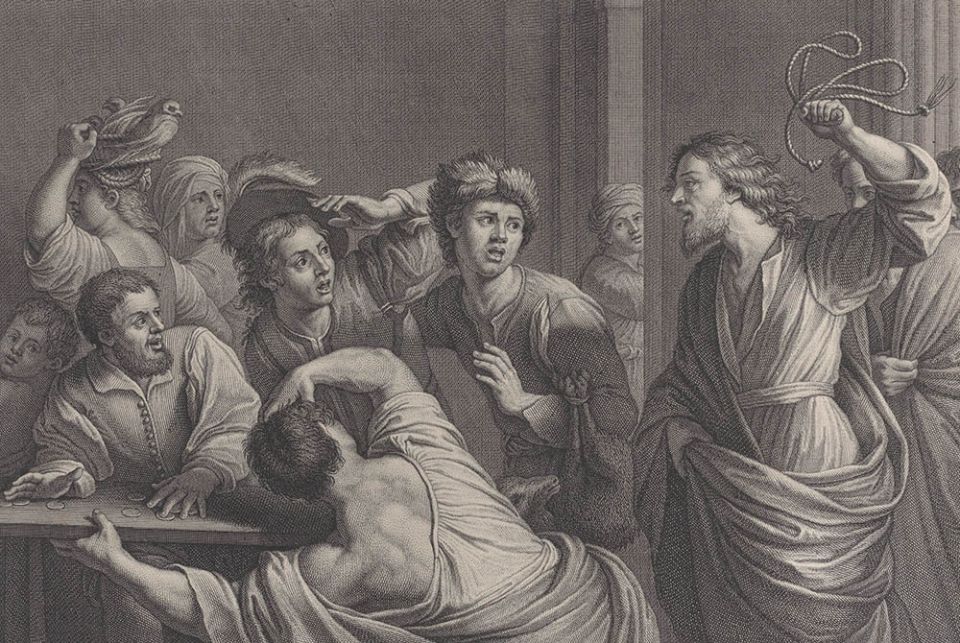 "Christ driving the merchants from the temple," by Jean-Baptiste Haussard, after Bartolomeo Manfredi, a circa 1729 print (Metropolitan Museum of Art) "Christ driving the merchants from the temple," by Jean-Baptiste Haussard, after Bartolomeo Manfredi, a circa 1729 print (Metropolitan Museum of Art)