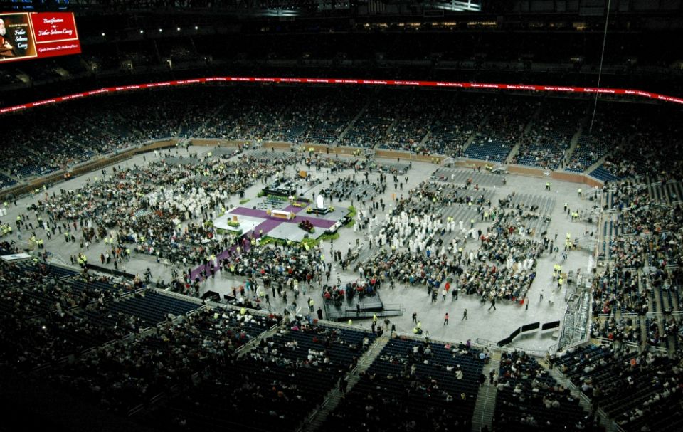 More than 60,000 people gather to celebrate the beatification of Capuchin friar Fr. Solanus Casey at Ford Field in Detroit Nov. 18. (William E. Odell) More than 60,000 people gather to celebrate the beatification of Capuchin friar Fr. Solanus Casey at Ford Field in Detroit Nov. 18. (William E. Odell)