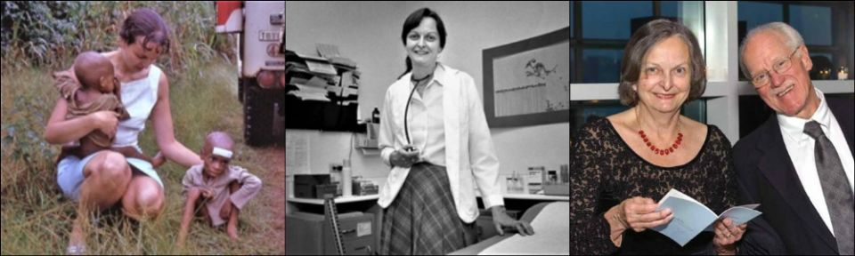 From left: Davida Coady in Biafra; as a pediatrician at the free clinic she started in Venice, California; with her husband, Tom Gorham (Photos courtesy of Coady-Gorham family) From left: Davida Coady in Biafra; as a pediatrician at the free clinic she started in Venice, California; with her husband, Tom Gorham (Photos courtesy of Coady-Gorham family)