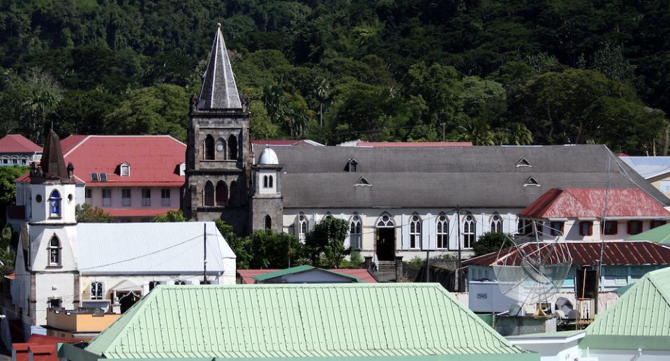 Churches in Roseau, Dominica, are pictured in a 2008 photo. Dominica is about 82% Christian, according to the Association of Religion Data Archives. (Wikimedia Commons/gailf548) Churches in Roseau, Dominica, are pictured in a 2008 photo. Dominica is about 82% Christian, according to the Association of Religion Data Archives. (Wikimedia Commons/gailf548)