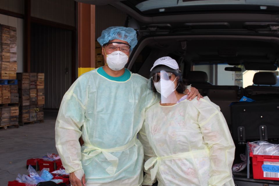 Dr. Richard Paat, left, with his wife, Myra, a nurse, on site at Eshleman Farm in Clyde, Ohio (Kate Oatis)