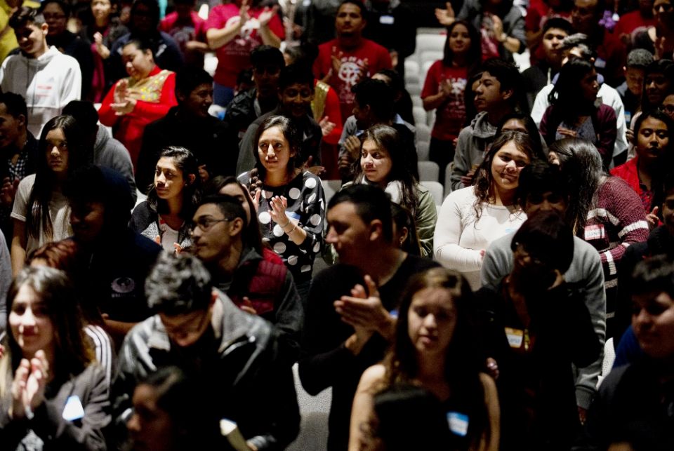 Hispanic/Latino young adults are seen during a daylong regional encuentro Oct. 28, 2017, at Herndon Middle School in Herndon, Virginia. (CNS/Tyler Orsburn) Hispanic/Latino young adults are seen during a daylong regional encuentro Oct. 28, 2017, at Herndon Middle School in Herndon, Virginia. (CNS/Tyler Orsburn)