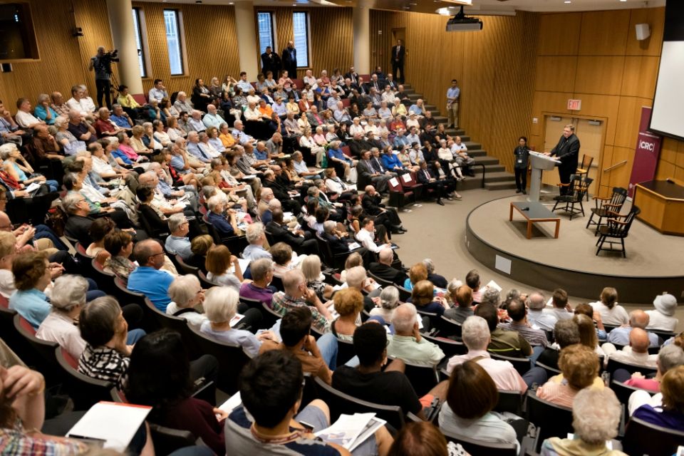 Cardinal Joseph Tobin of Newark, New Jersey, speaks at the Sept. 5 Fordham University seminar in New York. (Fordham University/Leo Sorel) Cardinal Joseph Tobin of Newark, New Jersey, speaks at the Sept. 5 Fordham University seminar in New York. (Fordham University/Leo Sorel)