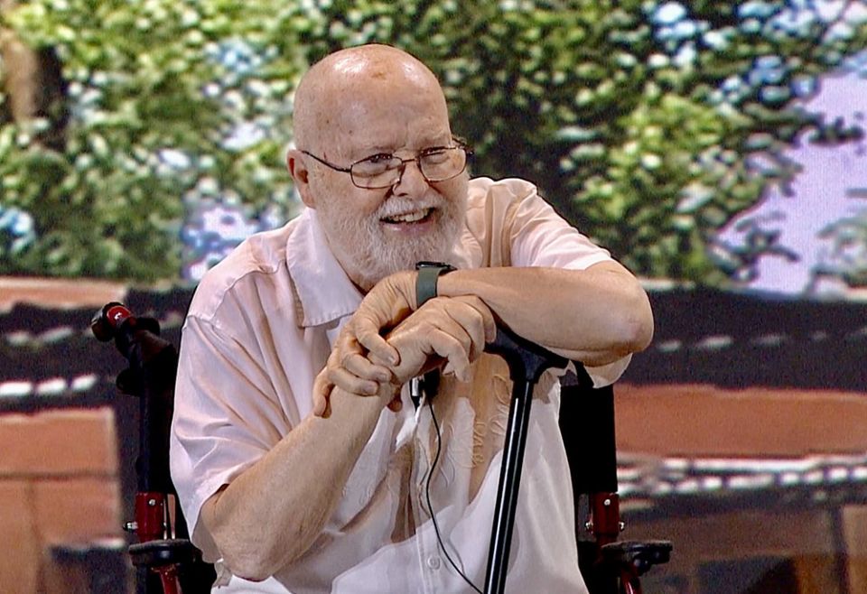 A screen capture from the recording of Franciscan Fr. Richard Rohr delivering his final remarks to and blessing for the 2022 cohort of the Living School in Albuquerque, New Mexico, July 30 (Courtesy of Cathleen Falsani)