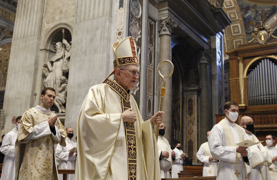 U.S. Cardinal James Harvey, archpriest of the Basilica of St. Paul Outside the Walls, arrives to preside over the ordination of eight deacons from Rome's Pontifical North American College, in St. Peter's Basilica at the Vatican Oct. 1. (CNS/Paul Haring) U.S. Cardinal James Harvey, archpriest of the Basilica of St. Paul Outside the Walls, arrives to preside over the ordination of eight deacons from Rome's Pontifical North American College, in St. Peter's Basilica at the Vatican Oct. 1. (CNS/Paul Haring)
