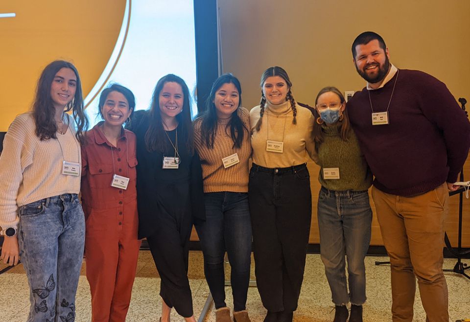 Anna Robertson (third from left) poses with Will Rutt (executive director, Intercommunity Peace and Justice Center) and youth panelists at an event sponsored by the Creation Care Network in early 2022 in Seattle, Washington. (Courtesy of Anna Robertson)
