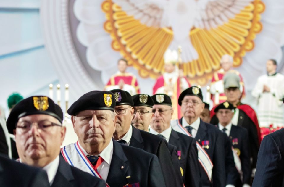 Members of the Knights of Columbus are seen during the closing procession of the 136th Supreme Convention's opening Mass Aug. 7, 2018, at the Baltimore Convention Center. (CNS/Catholic Review/Kevin J. Parks) Members of the Knights of Columbus are seen during the closing procession of the 136th Supreme Convention's opening Mass Aug. 7, 2018, at the Baltimore Convention Center. (CNS/Catholic Review/Kevin J. Parks)
