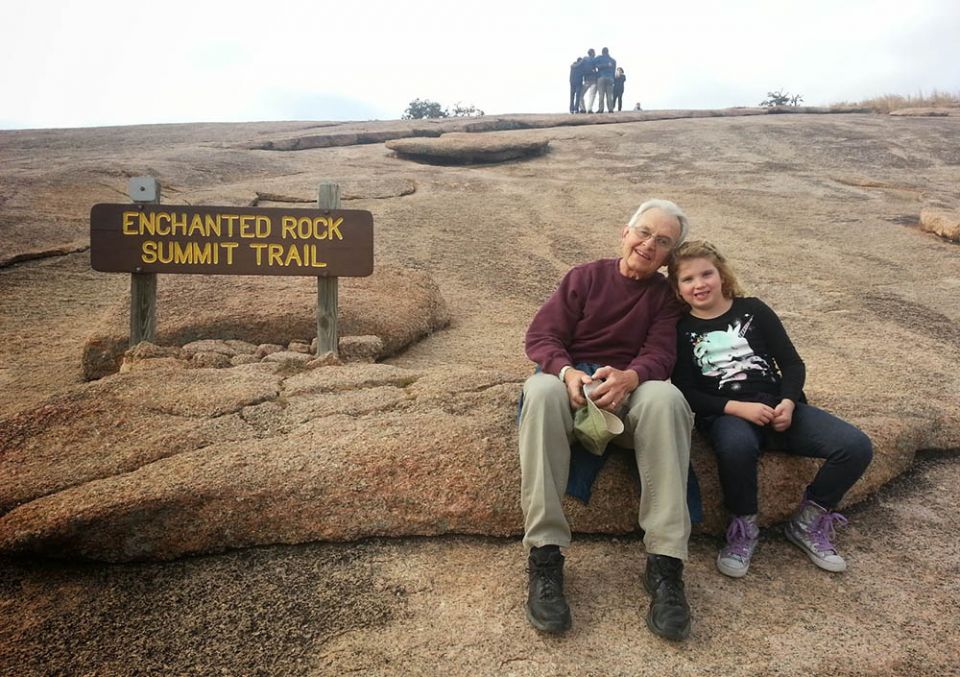 John Krejci with granddaughter Morgan Manwaring at Enchanted Rock State Natural Area in Texas (Courtesy of Jennifer Krejci)