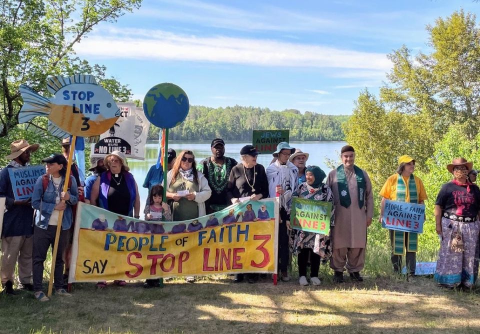 Faith leaders join the Treaty People Gathering June 5-8 in northern Minnesota to protest construction of the Enbridge Line 3 oil pipeline. (GreenFaith)