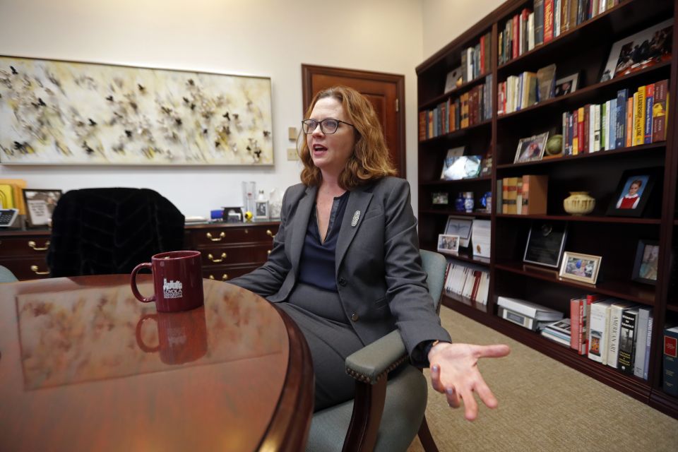 Loyola University New Orleans President Tania Tetlow speaks during an interview with the Associated Press in New Orleans. (AP Photo/Gerald Herbert, File) Loyola University New Orleans President Tania Tetlow speaks during an interview with the Associated Press in New Orleans. (AP Photo/Gerald Herbert, File)