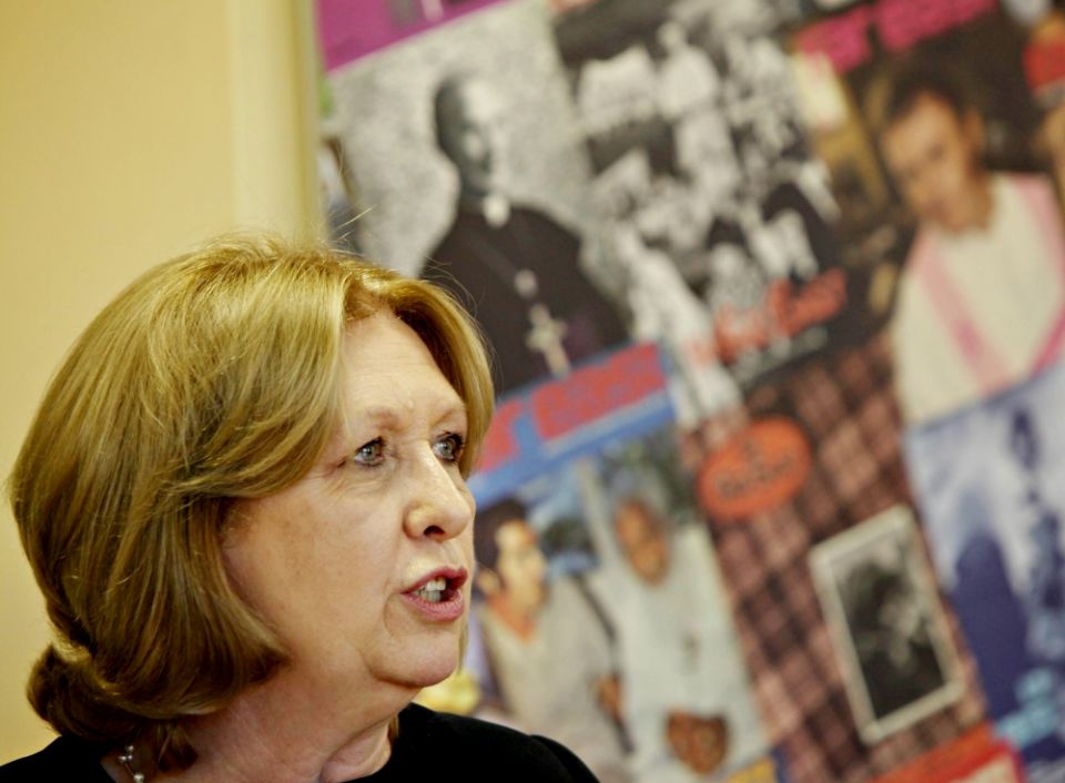 Mary McAleese speaks during her conversation with Irish Times journalist Joe Humphreys on June 29 of the Missionary Society of St Columban's centenary celebration in Dalgan Park, Ireland. (John McElroy) Mary McAleese speaks during her conversation with Irish Times journalist Joe Humphreys on June 29 of the Missionary Society of St Columban's centenary celebration in Dalgan Park, Ireland. (John McElroy)