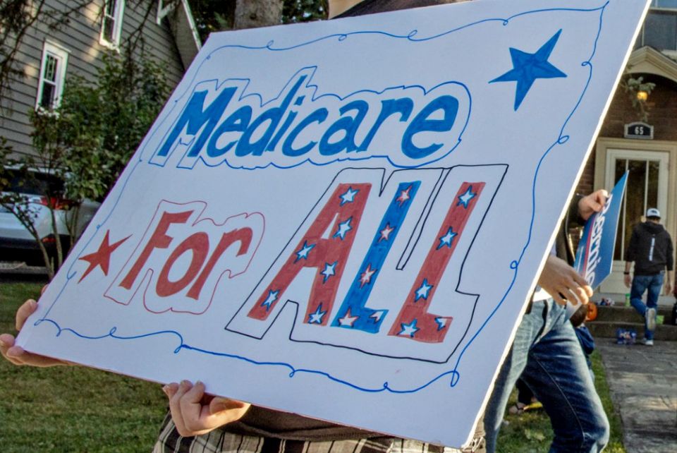 A "Medicare for All" sign is seen in Westerville, Ohio, Oct. 15, the day of the Democratic primary debate at Otterbein University. (Flickr/Becker1999)