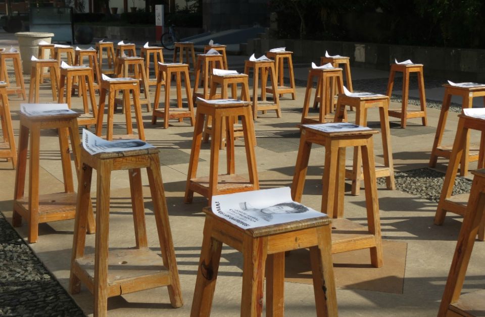 A memorial for the 43 Mexican students who were disappeared in 2014 is seen in Aguascalientes, Mexico, in September 2018. (Wikimedia Commons/Luis Alvaz) A memorial for the 43 Mexican students who were disappeared in 2014 is seen in Aguascalientes, Mexico, in September 2018. (Wikimedia Commons/Luis Alvaz)