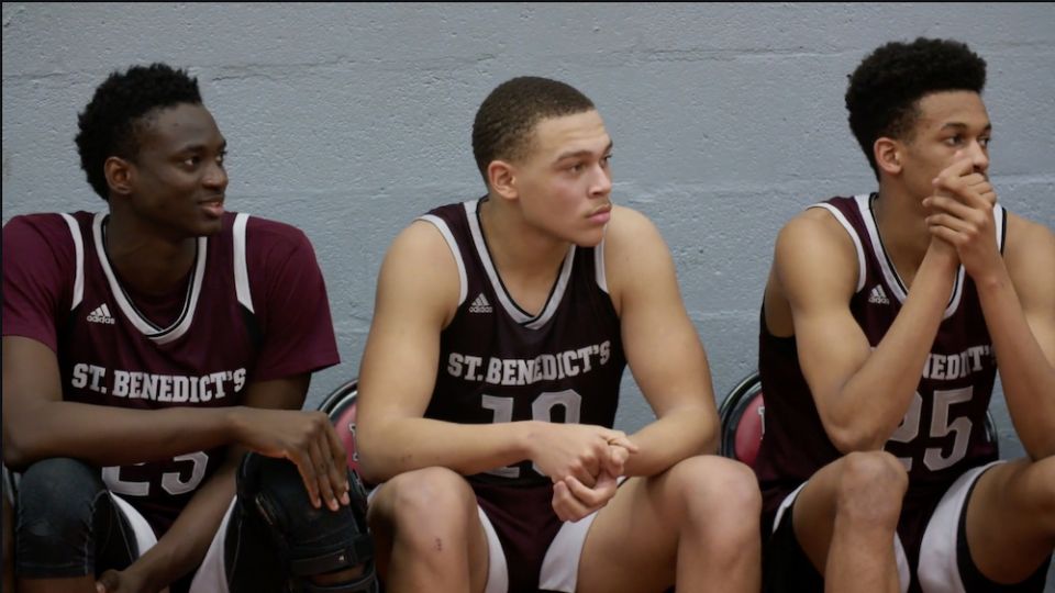St. Benedict's basketball players, left to right, Mounir Hima, C.J. Wilcher and Almamy Drame (Quibi/Whistle Studios) St. Benedict's basketball players, left to right, Mounir Hima, C.J. Wilcher and Almamy Drame (Quibi/Whistle Studios)