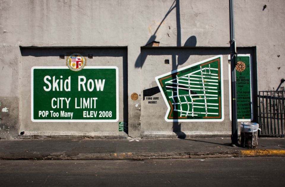 A mural located on San Julian Street in the heart of downtown Los Angeles' skid row (Wikimedia Commons/Stephen Zeigler)