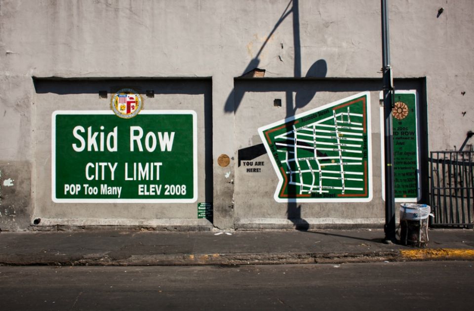 A mural located on San Julian Street in the heart of downtown Los Angeles' skid row (Wikimedia Commons/Stephen Zeigler) A mural located on San Julian Street in the heart of downtown Los Angeles' skid row (Wikimedia Commons/Stephen Zeigler)