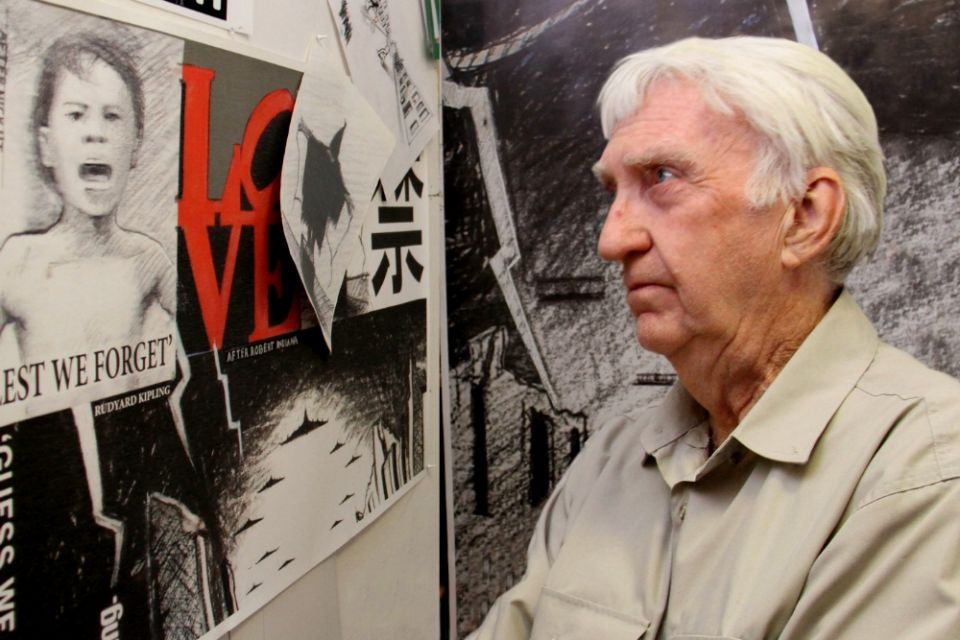 Artist William Kelly appears in the documentary "Can Art Stop a Bullet: The Big Picture," directed by Mark Street and produced by Fiona Cochrane. (Courtesy of William Kelly) Artist William Kelly appears in the documentary "Can Art Stop a Bullet: The Big Picture," directed by Mark Street and produced by Fiona Cochrane. (Courtesy of William Kelly)