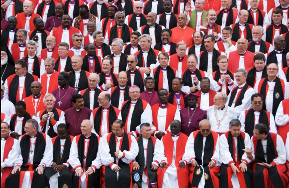Bishops prepare for a group photo during the 2008 Lambeth Conference at the University of Kent in Canterbury. Photo by Scott Gunn/ACNS