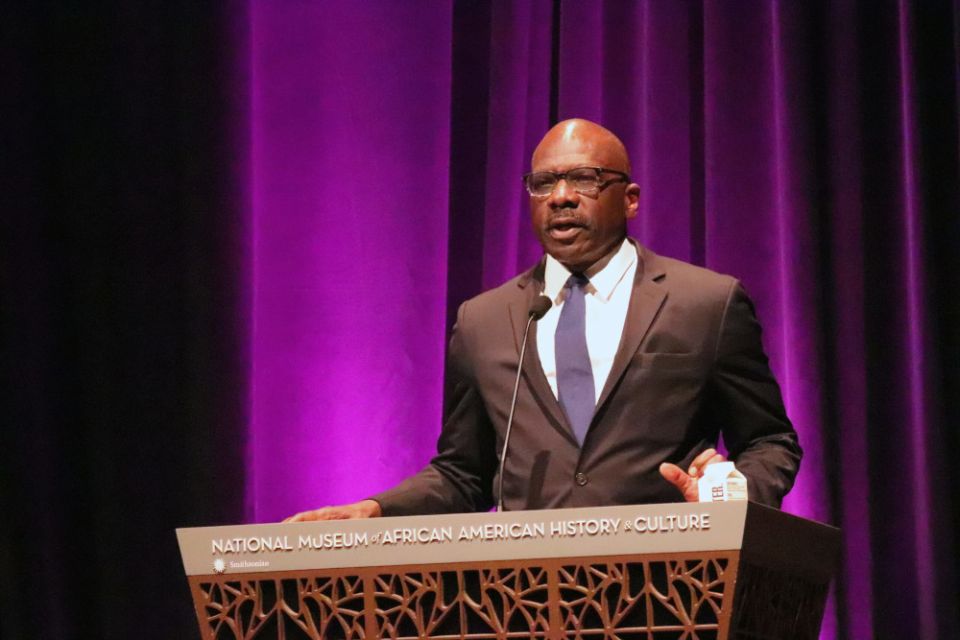 The Rev. Fred Davie speaks at the Smithsonian’s National Museum of African American History and Culture, May 17, 2022, in Washington. (RNS/Adelle M. Banks)