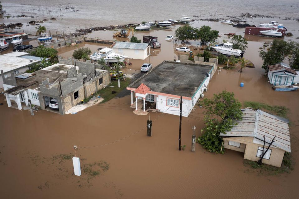 Buildings are flooded on Salinas Beach after the passing of Hurricane Fiona in Salinas, Puerto Rico, Sept. 19, 2022. (AP Photo/Alejandro Granadillo)