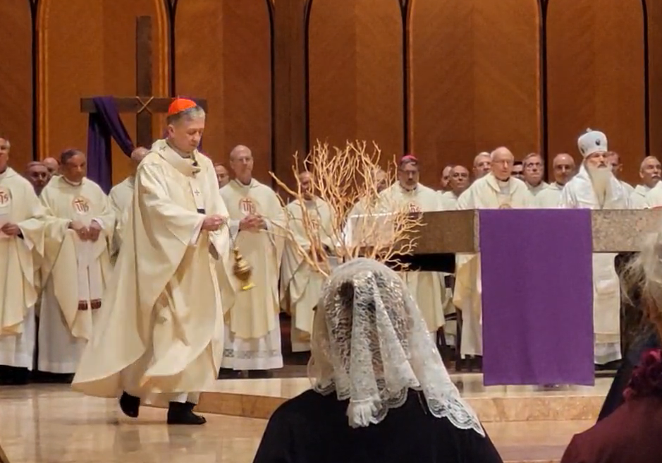 Cardinal Blase Cupich of Chicago celebrates Mass March 25 in Chicago. Cupich was among about 70 cardinals, bishops and theologians gathered privately March 25-26 for conversations focused on how the U.S. church can better support Pope Francis. (NCR)
