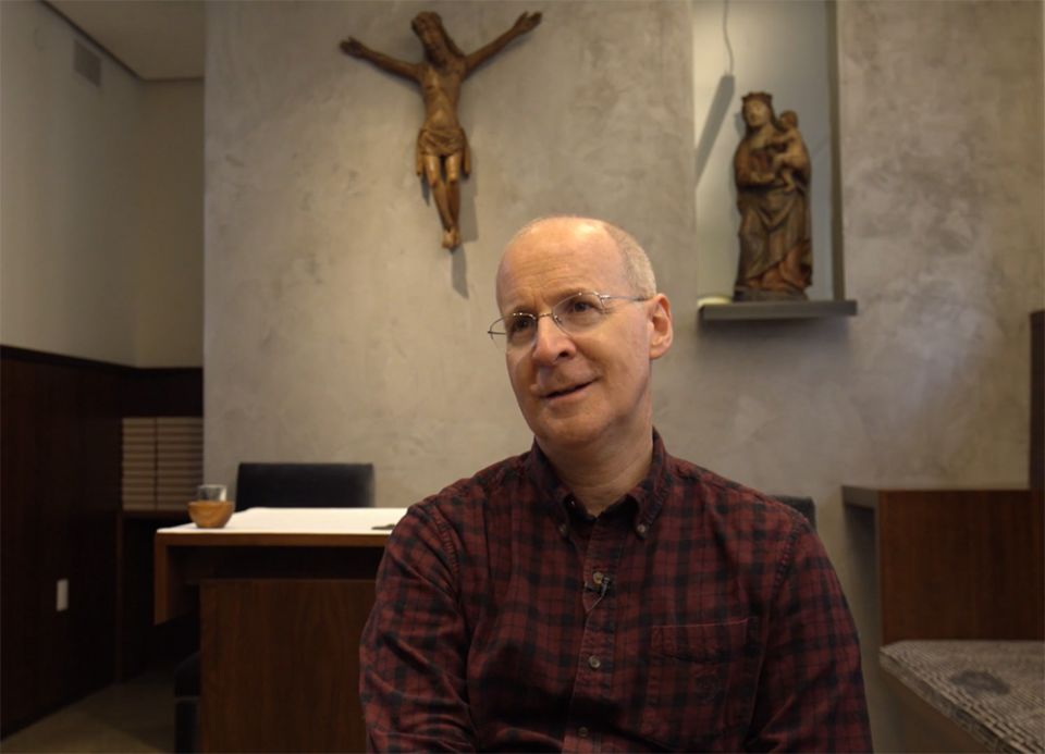 Jesuit Fr. James Martin is pictured in a still from the 2021 film "Building a Bridge." (NCR screenshot/Obscured Pictures) Jesuit Fr. James Martin is pictured in a still from the 2021 film "Building a Bridge." (NCR screenshot/Obscured Pictures)