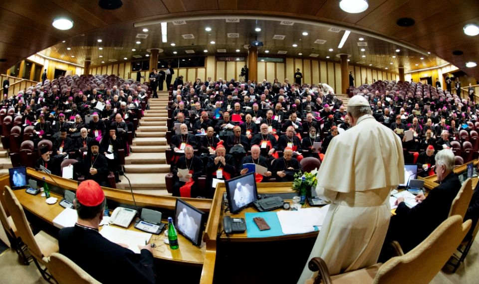 Pope Francis leads the opening session of the meeting on the protection of minors in the church at the Vatican Feb. 21. (CNS/Vatican Media) Pope Francis leads the opening session of the meeting on the protection of minors in the church at the Vatican Feb. 21. (CNS/Vatican Media)