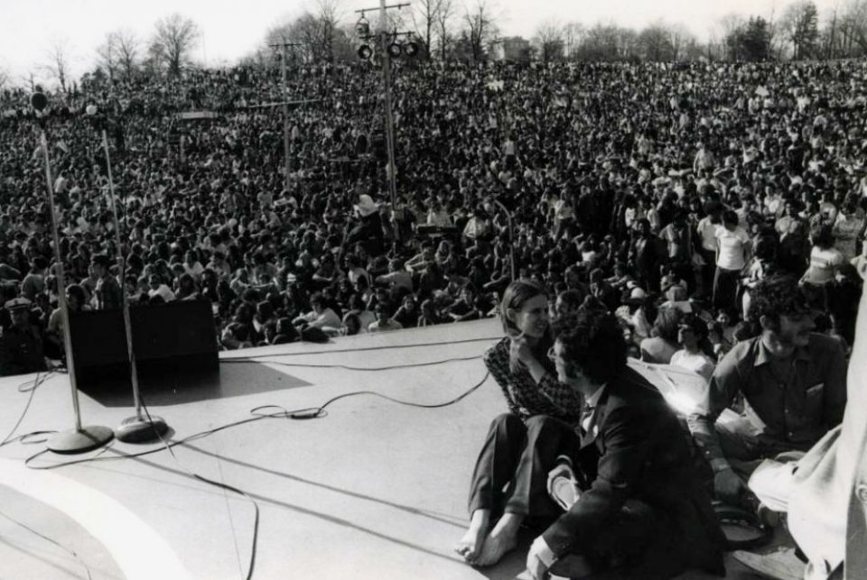 A view from the stage for Earth Day April 22, 1970, in Fairmount Park in Philadelphia. An estimated 20,000 to 40,000 people attended the event, part of the city's Earth Week. (1970 Earth Week Committee of Philadelphia) A view from the stage for Earth Day April 22, 1970, in Fairmount Park in Philadelphia. An estimated 20,000 to 40,000 people attended the event, part of the city's Earth Week. (1970 Earth Week Committee of Philadelphia)