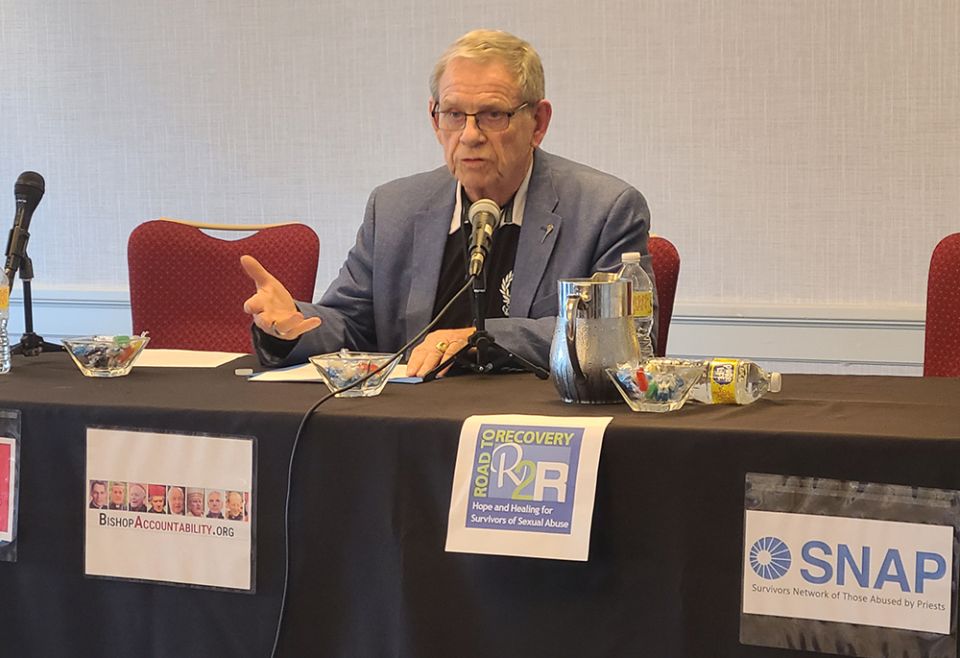 Tom Doyle, who sacrificed a once-promising clerical career to become an outspoken advocate for clergy sex abuse survivors, speaks during a June 4 conference in Quincy, Massachusetts. (NCR/Brian Fraga) Tom Doyle, who sacrificed a once-promising clerical career to become an outspoken advocate for clergy sex abuse survivors, speaks during a June 4 conference in Quincy, Massachusetts. (NCR/Brian Fraga)