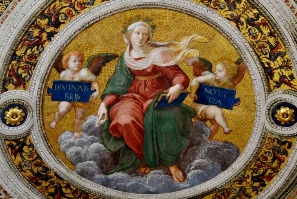 An allegorical figure of theology by Raphael in 1511, seen at the Vatican Museums (Wikimedia Commons/Darafsh)