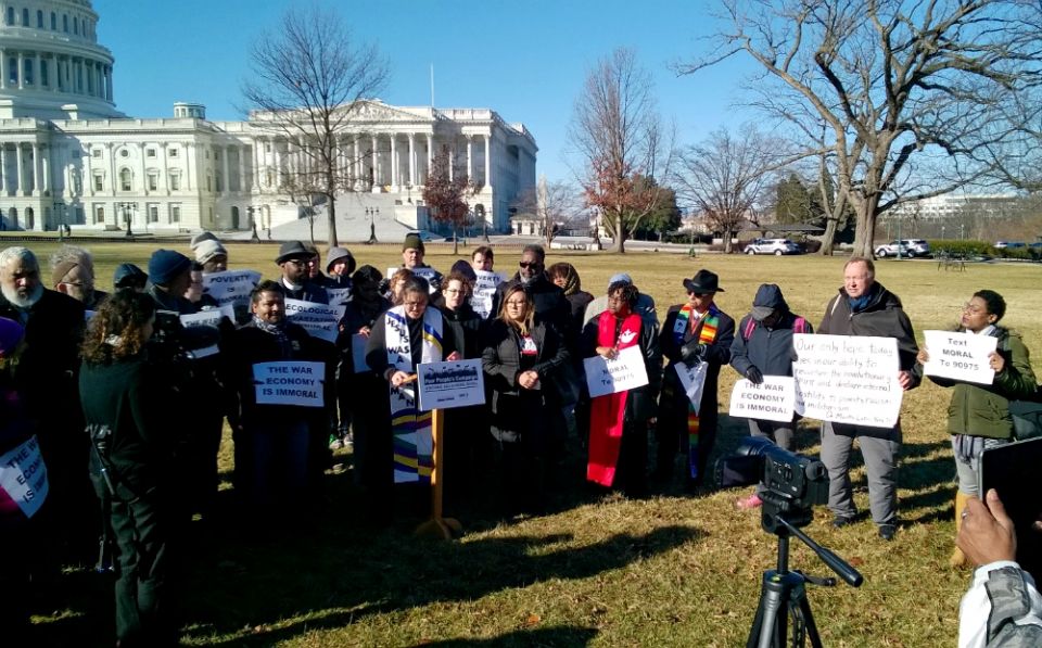 Faith leaders and activists gather in Washington for a Feb. 5 press conference announcing the "40 Days of Moral Action" as part of the Poor People's Campaign. (Courtesy of Dorothy Day Catholic Worker)