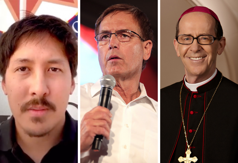 Ron Watkins, from left, Jim Lamon and Phoenix Bishop Thomas Olmsted (Video screen grab, Gage Skidmore/The Star News Network, and Diocese of Phoenix) Ron Watkins, from left, Jim Lamon and Phoenix Bishop Thomas Olmsted (Video screen grab, Gage Skidmore/The Star News Network, and Diocese of Phoenix)