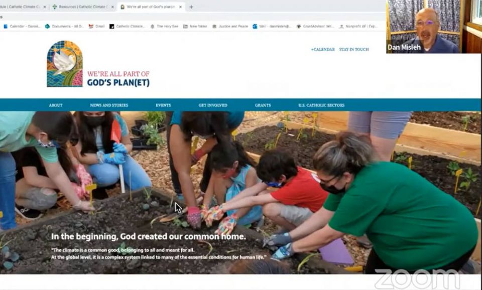 CCC website Catholic Climate Covenant executive director Dan Misleh displays a new website, godsplanet.us. (NCR screenshot)