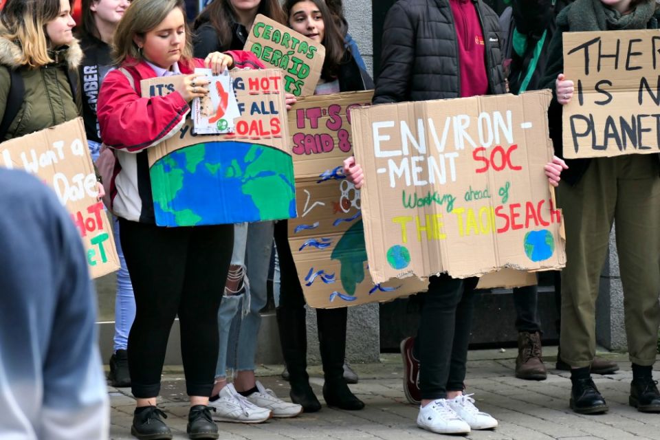 Climate activists demonstrate on a street in the city of Galway, Ireland, in an undated file photo. (Dreamstime/Karlo Curis)