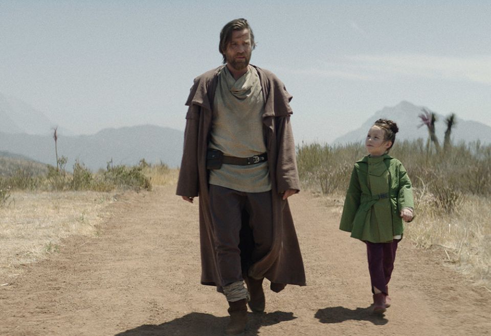 Obi-Wan Kenobi (Ewan McGregor) and Princess Leia Organa (Vivien Lyra Blair) in Lucasfilm's "Obi-Wan Kenobi," exclusively on Disney+. (© 2022 Lucasfilm Ltd. & ™)