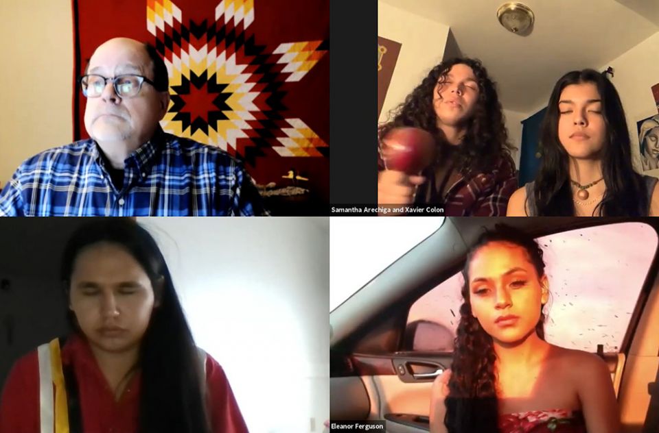 Four members of the International Indigenous Youth Council take part in a conversation March 17 as part of the annual climate change conference at Loyola University Chicago, which in 2021 focused on youth activism.