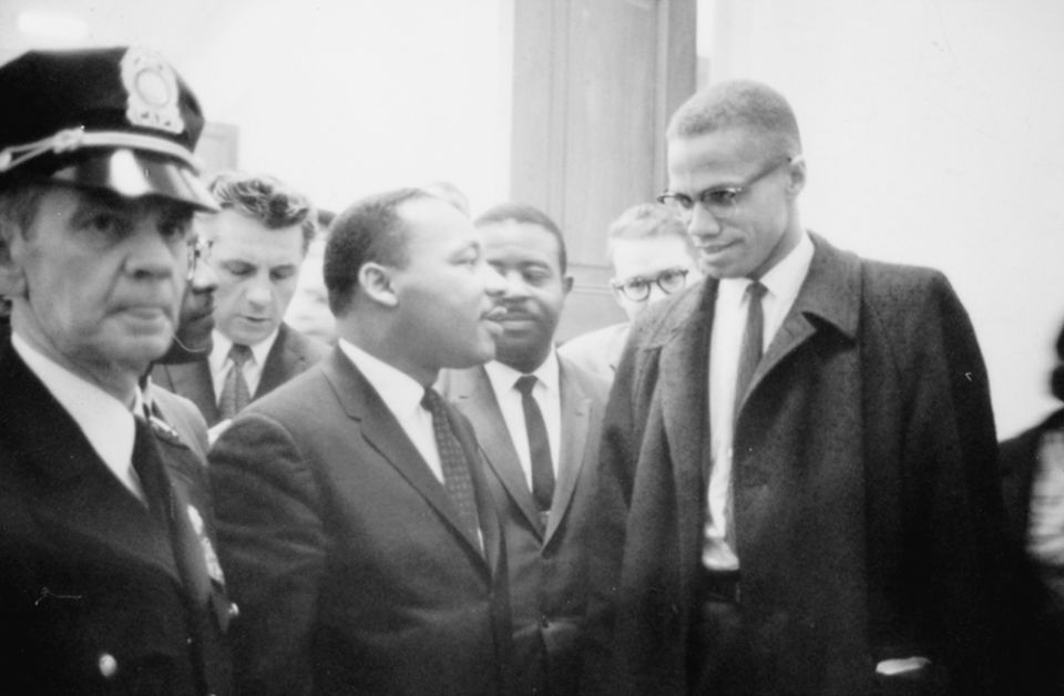 Martin Luther King Jr. speaks to Malcolm X as they wait for a press conference on Capitol Hill, Washington, D.C., March 26, 1964. (Library of Congress/U.S. News & World Report Magazine Photograph Collection/Marion S. Trikosko) Martin Luther King Jr. speaks to Malcolm X as they wait for a press conference on Capitol Hill, Washington, D.C., March 26, 1964. (Library of Congress/U.S. News & World Report Magazine Photograph Collection/Marion S. Trikosko)