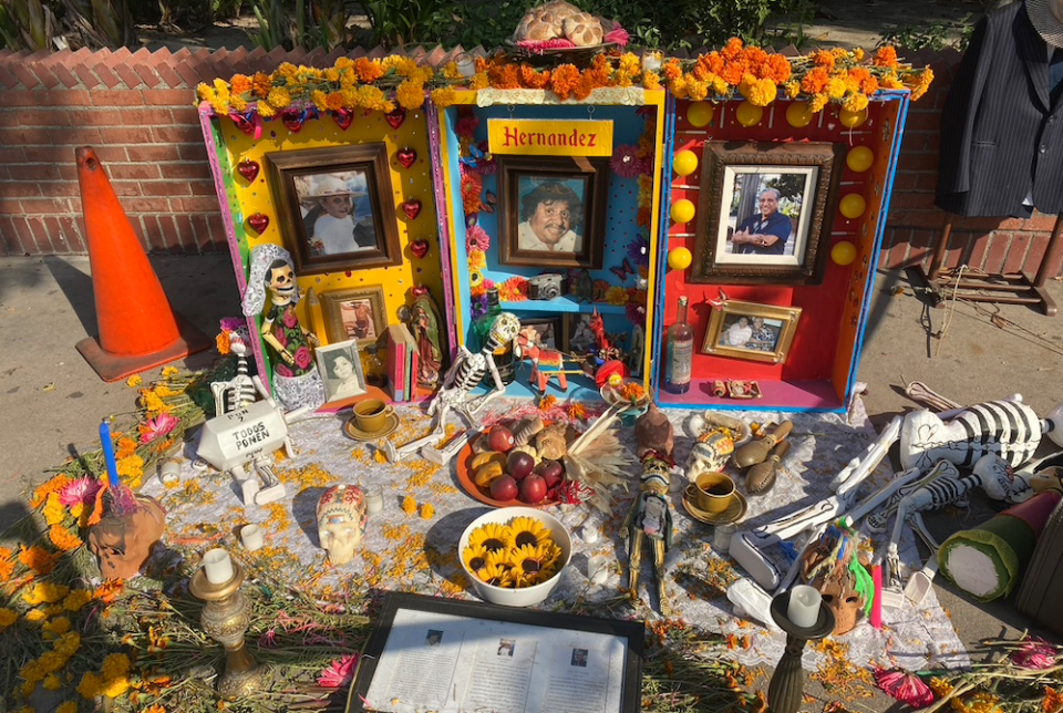 An "ofrenda" in Los Angeles Plaza in the historic center of the city, set up for Day of the Dead (NCR photo/Lucy Grindon)