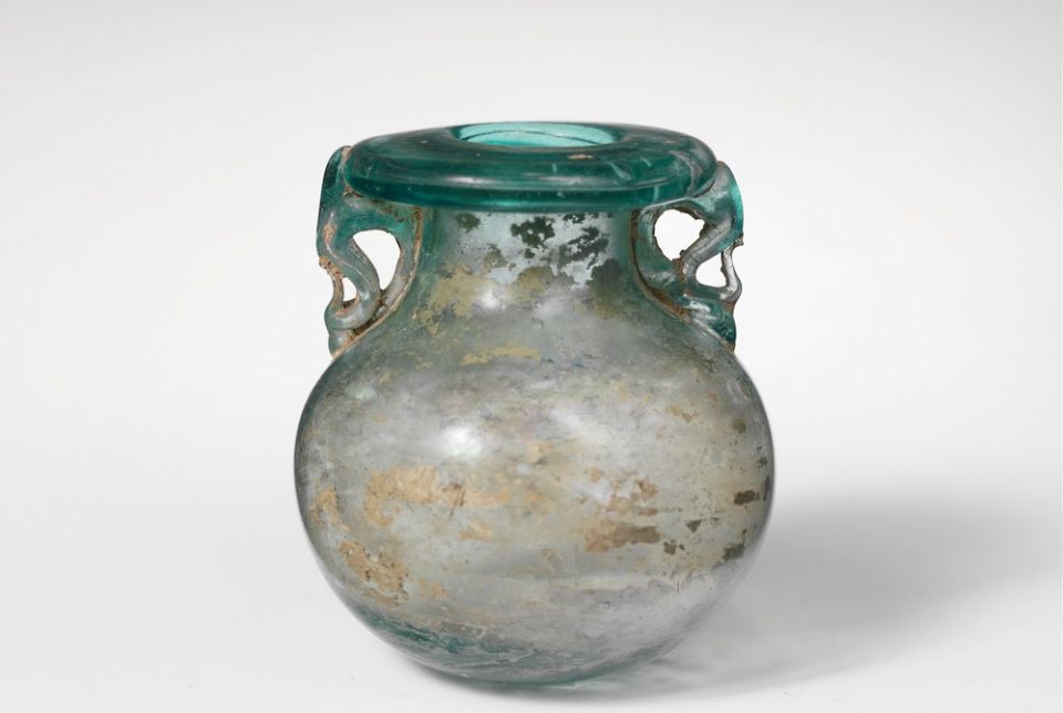 Glass aryballos (oil bottle) from 1st to 3rd century A.D. Rome (Metropolitan Museum of Art) Glass aryballos (oil bottle) from 1st to 3rd century A.D. Rome (Metropolitan Museum of Art)