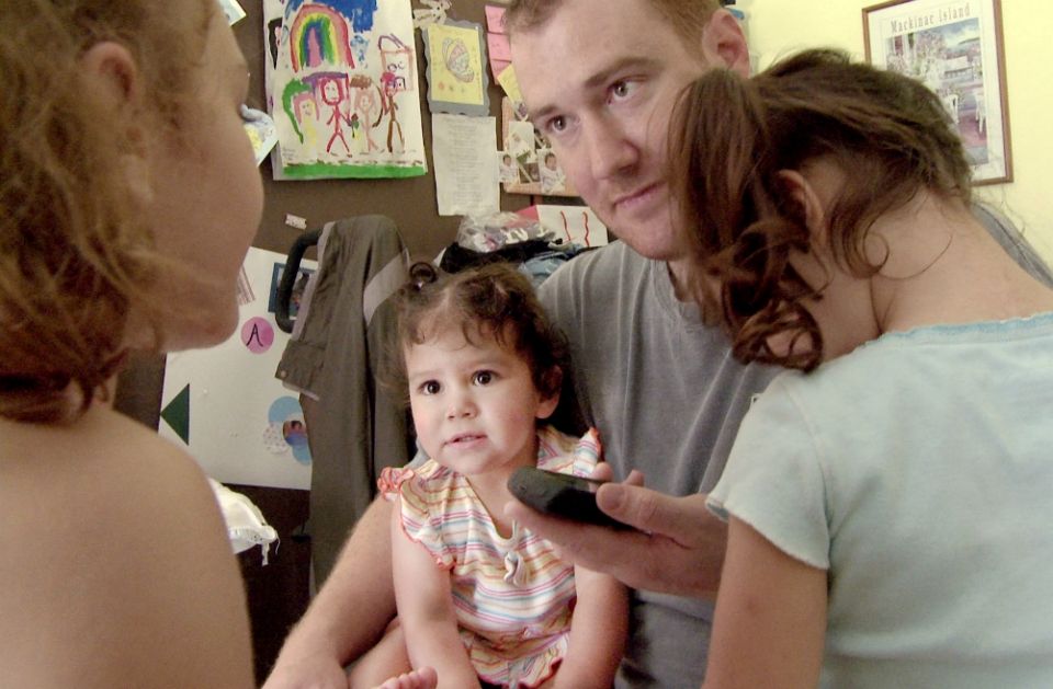 Autumn, Annalis, Adam and Ava speak on the phone with Cindy in the documentary "The Sentence." (HBO)