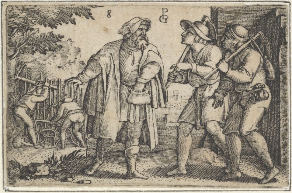 15th-century engraving of "The Parable of the Father and His Two Sons in the Vineyard, from The Story of Christ" (Metropolitan Museum of Art/Harris Brisbane Dick Fund, 1917)