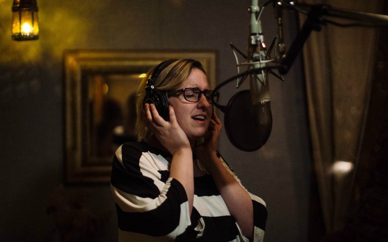 Audrey Assad sings during a 2017 recording session in Nashville. This month she released "Pearls," a cover of Sade's song from "Love Deluxe." It was her first studio release in nearly two years. (Courtesy of Hoganson Media Relations)