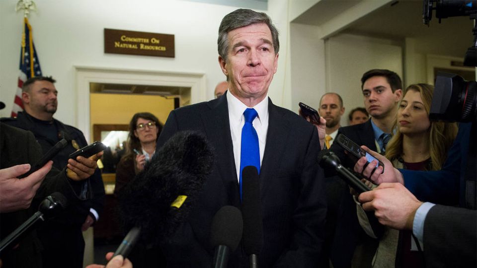 North Carolina Gov. Roy Cooper speaks with reporters on Capitol Hill in Washington, on Feb. 6, 2019. (RNS/AP Photo/Cliff Owen)