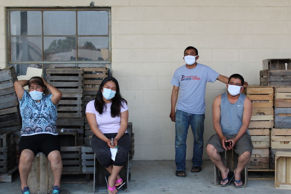 Workers wait for testing and health evaluations at Eshleman Farm in Clyde, Ohio (Kate Oatis) Workers wait for testing and health evaluations at Eshleman Farm in Clyde, Ohio (Kate Oatis)