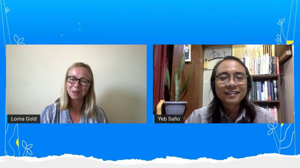 Laudato Si' Movement board director Lorna Gold, and founding member Yeb Sano speak during the July 29 virtual name reveal event. (NCR screenshot)