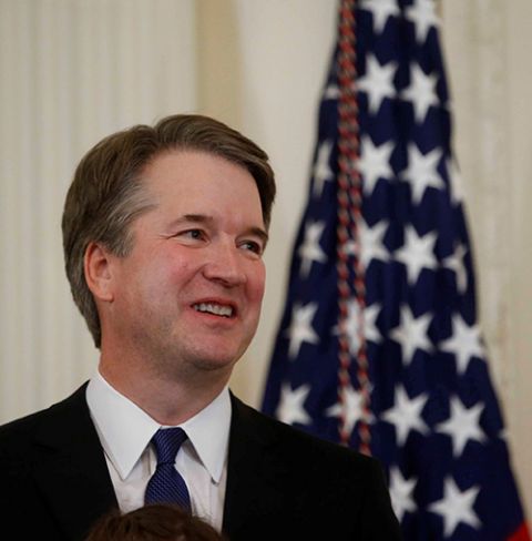 Brett Kavanaugh, a Catholic, who is a judge on the U.S. Court of Appeals for the District of Columbia Circuit, smiles July 9 at the White House in Washington after President Donald Trump named him his Supreme Court nominee. (CNS photo/Leah Millis, Reuters